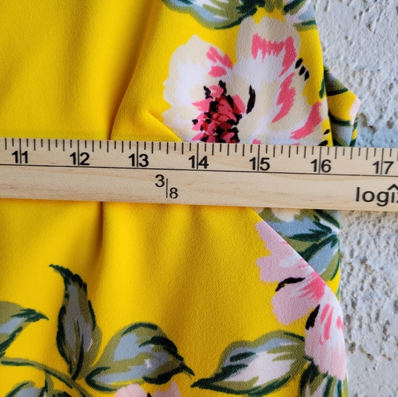 🟣Jessica Howard Floral Yellow Bodycon Slim Fit Mini Dress Size 10 - Picture 7 of 16